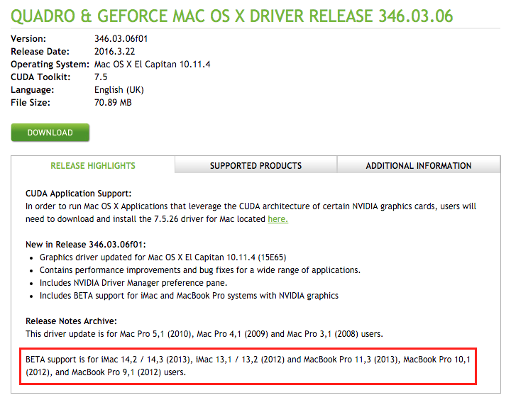 mac cuda driver update required